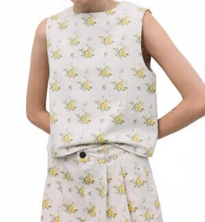 NEW THE NEW SOCIETY cotton denim top in mimosa print
